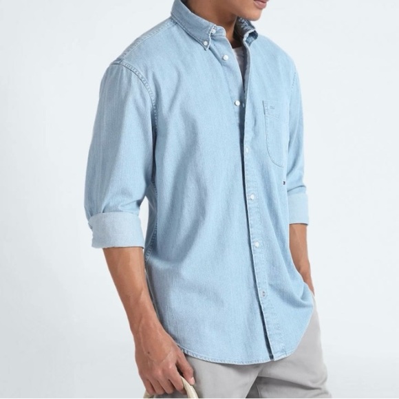 Vintage Tommy Hilfiger Blue Relaxed Fit Casual Shirt - Picture 1 of 12